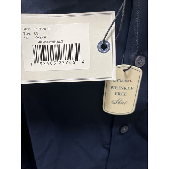 UNTUCKit Mens Blue Long Sleeve Button Dress Shirt Gironde Wrinkle Free Large Reg - Picture 2 of 8